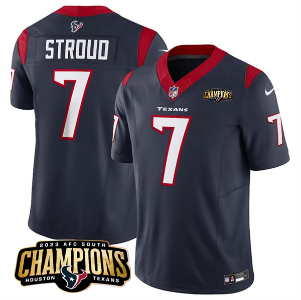 Men's Houston Texans #7 C.J. Stroud Navy 2023 F.U.S.E. AFC South Champions Patch Vapor Untouchable Limited Football Stitched Jersey